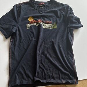 L.L. Bean Navy Short-Sleeve Graphic Tee with Sunset Mountain Motif